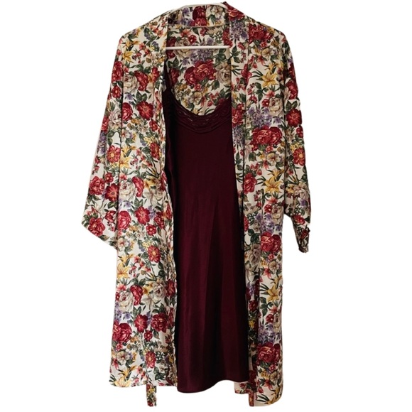 ET Vintage Set ERIKA TAYLOR Vintage 90s Silk Robe & Slip 2-Piece Set - Picture 16 of 16